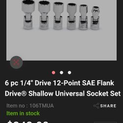 6 Piece Shallow Universal Socket Set