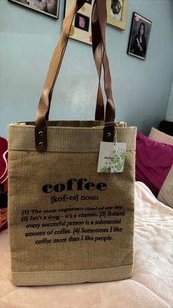 Coffee Definition Jute Reusable Tote Bag