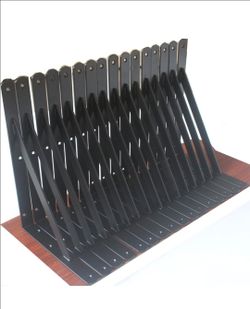 12 Pack L12 x H 8" Black Heavy Duty Shelf Brackets with Screws