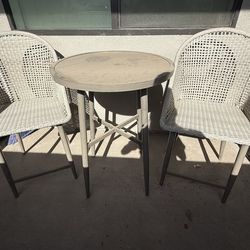 Wicker Gray Brushed Steel Outdoor Balcony Set