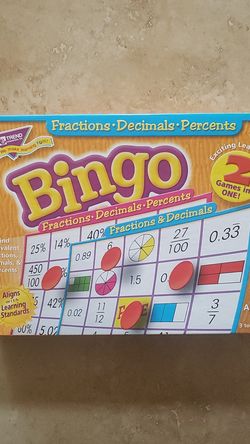 Math bingo: fractions ,decimals and percents