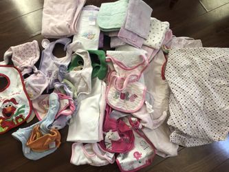 Baby Essentials Lot - Bibs, Cribsheets, Burp Cloths, Blanket