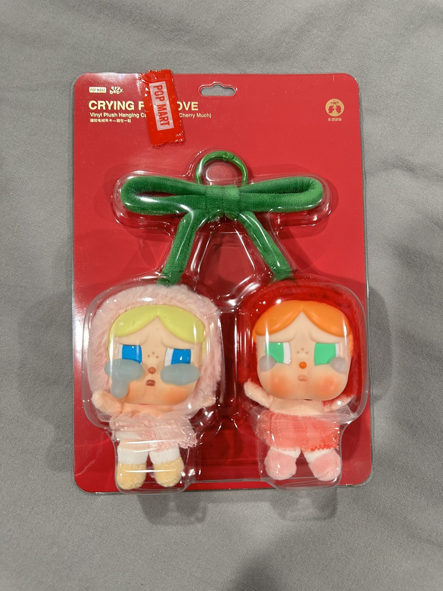 POP MART CRYBABY Crying For Love Plush Hanging Card Love You Cherry Much