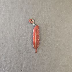 Vintage Red Feather Pinback Badge