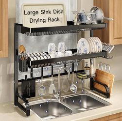 MAJALiS 3 Tier Extra Large Stainless Steel Over The Sink Dish Drying Rack