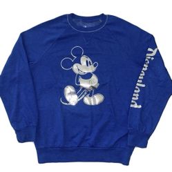 Disney Parks Mickey Mouse Blue Crewneck Sweatshirt Adult Medium & Large New