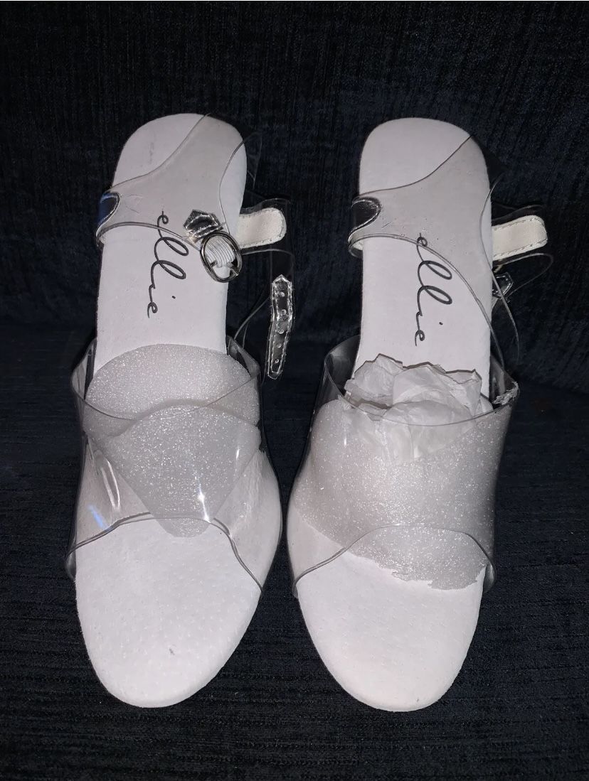 Size 9 Clear 5 Inch Platform Heels 