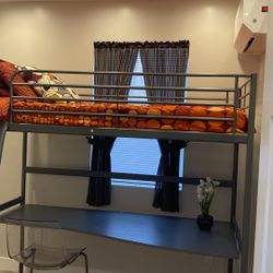 Ikea Twin Sized Loft Bed Frame With Desk Top