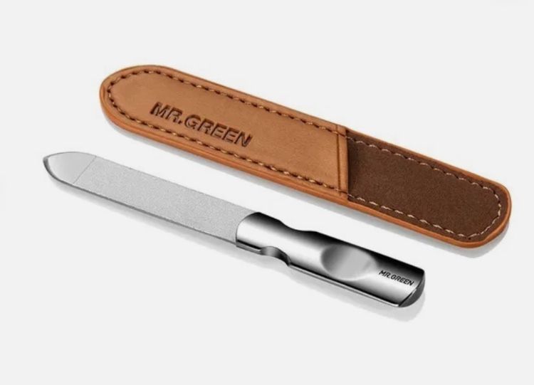MR GREEN Solid Stainless Double Sided Nail File & Case Manicure Pedicure German