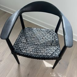 (4) Black Oak & Woven Leather Dining Chairs PRICE REDUCTION!