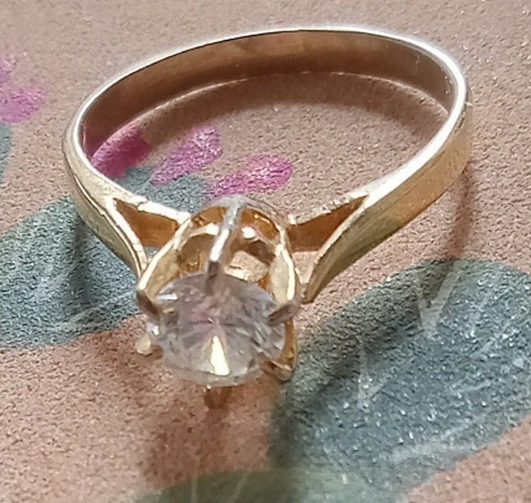 Goldtone And Cubic Zirconia Ring 