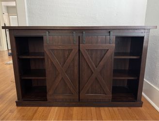 Rustic Wood Sliding Barn Door Media Console