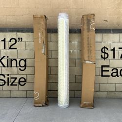 12" King Size Hybrid Mattress w/Individual Pocket Springs *$170 Ea, NEW DAMAGE BOX*