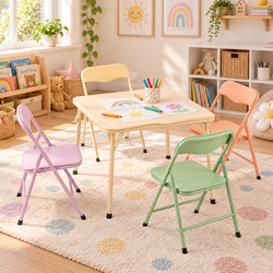 Homy Casa Page V2 5PC 24" Small Table and Four Chairs Set for Activities