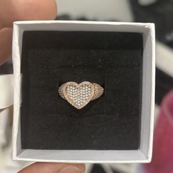 Diamond Heart Ring Cz Diamonds Size 7