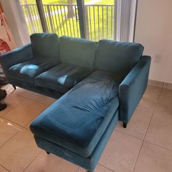 Green Velvet Couch Sectional (Left or Right)