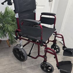 NOVA Lightweight Transport Chair with Locking Hand Brakes, 12" Rear Wheels, Removable & Flip Up Arms, Silla De Ruedas
