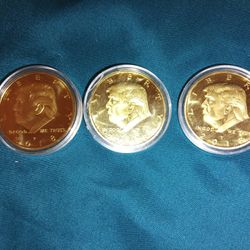 Trump 24k  Gold Plated Coins (3) 