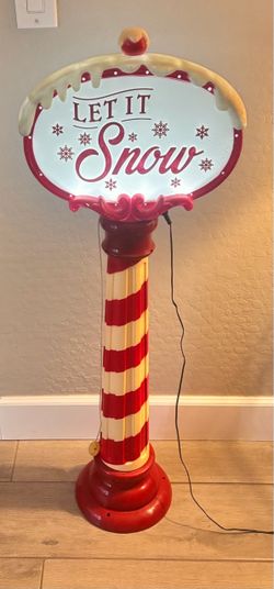 40" Lighted "Let It Snow" Peppermint Street Sign – Christmas Holiday Decor