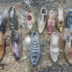 Miniature Victorian Fashion Lady Shoes 12 Ceramic Vtg Queen Heels Ballet Ornate