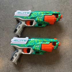 2-PACK NERF Elite Disruptor Dart Blaster - Dynamic Green, 6-Dart Drum, Slam Fire, Kids