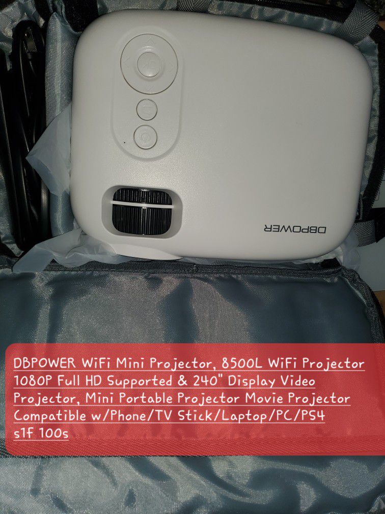 DBPOWER WiFi Mini Projector, 8500L WiFi Projector 1080P Full HD Supported & 240" Display Video Projector, Mini Portable Projector Movie Projector Comp
