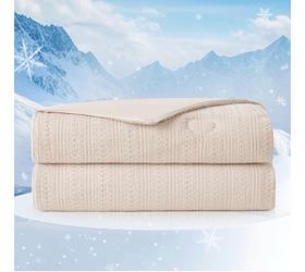 Waffle Cooling Comforter Twin Size, Q-Max 0.45 Reversible Lightweight Cooling
