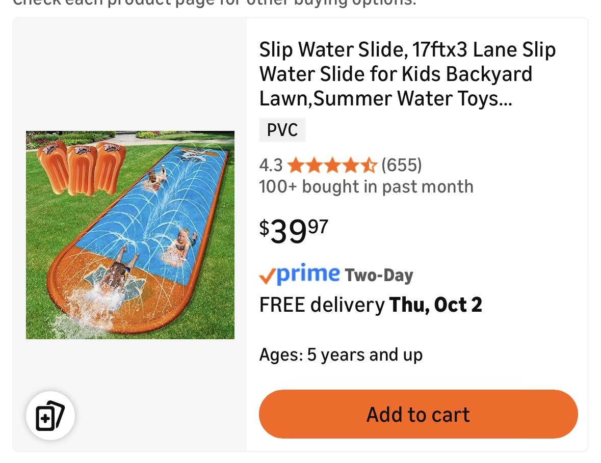 Slip Water Slide, 17ftx3 Lane Slip Water Slide for Kids Backyard Lawn,Summer Water Toys Outdoor Sprinkler with 3 Sliding Racing Lanes and 3 Inflatable