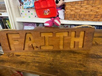 wooden hanging Faith sign