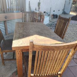 Handmade cabin style dinner table or barbecue table rustic look