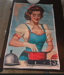 Retro Pin-Up Kitchen Tea Towel