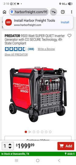 Predator 9500 Watt Super Quiet Inverter Generator
