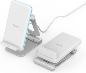SooPii Fast Wireless Charger Stand, Adjustable, Dual Axis Design Charging Stand Made of Aluminium Alloy, 15 W Inductive Wireless Charger, Qi-Certified