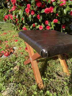 Real Leather and Wood stool
