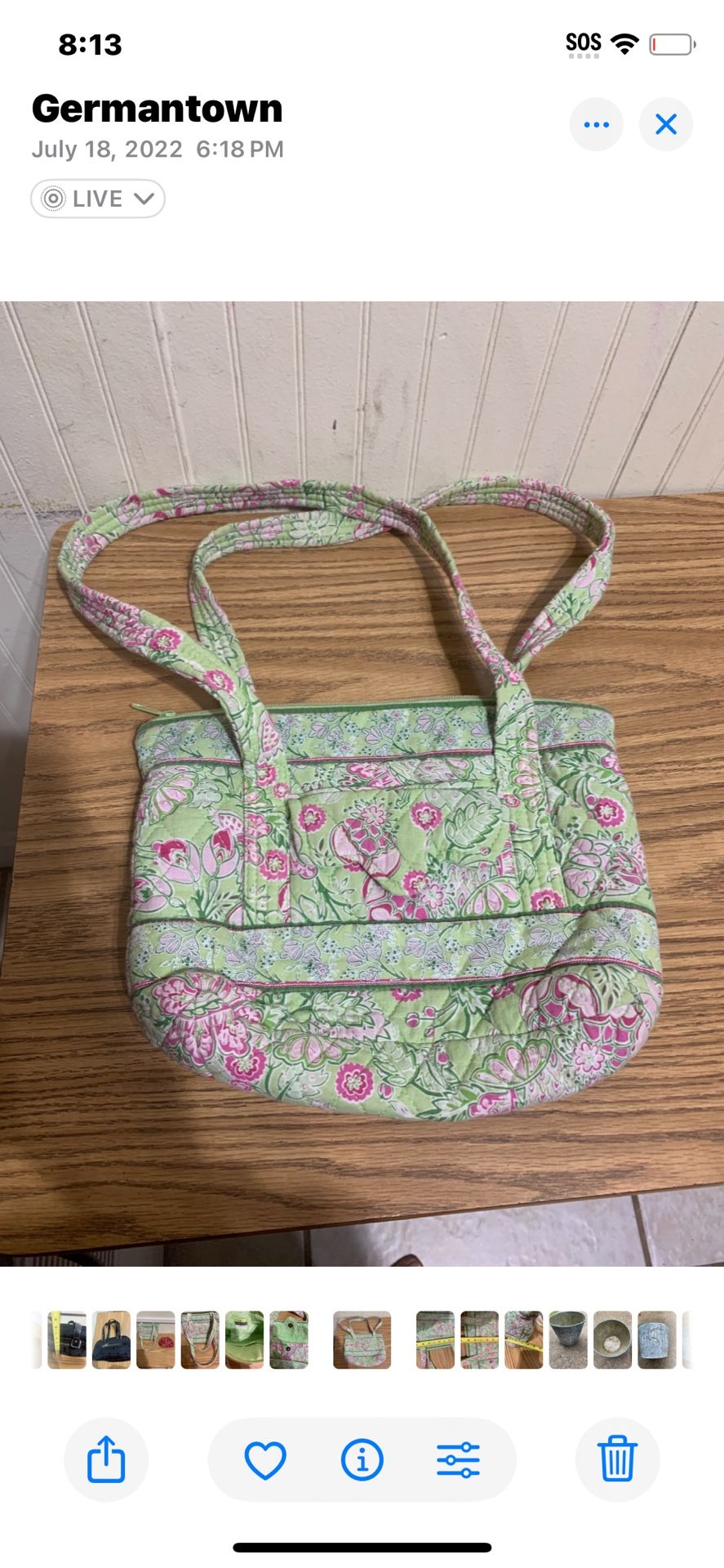 Vera Bradley Chelsea Green Paisley Medium Purse Shoulder Bag