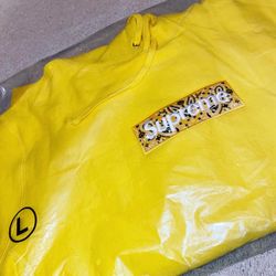 Supreme Bandana Box Logo Hooded Sweatshirt Yellow size L
