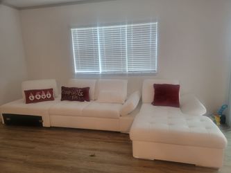 white leather sofa