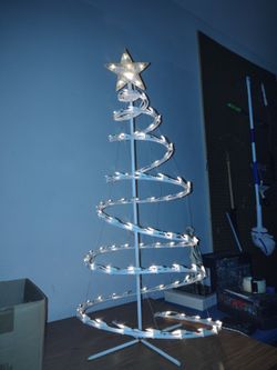 Lighted Spiral Christmas Tree with Star Topper – Holiday Decoration