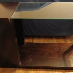 Modern Glass & Wood Accent Table