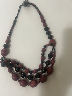 Designer Wine And Black Statement Beaded Necklace 