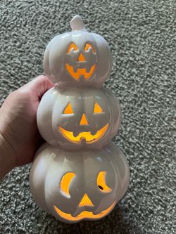 Ceramic Stacked Jack-O-Lantern Light