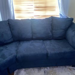 Blue velvet couch