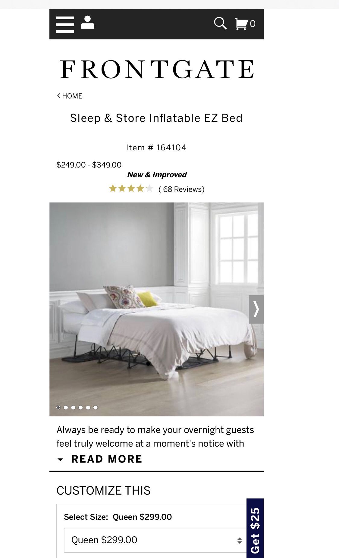 FrontGate Sleep & Store inflatable EZ bed