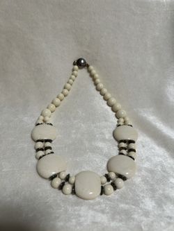 White Hand Knotted Coral Necklace 