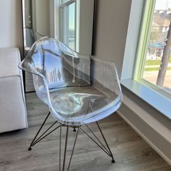 LIKE NEW - Transparent Side Chair with Gold Base 