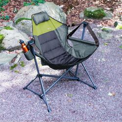 Hammock Camping Chair, Steel, Adjustable Back, Swinging Chair, Folding Rocking Chair with Pillow Cup Holder, Recliner for Outdoor Travel, Water Re