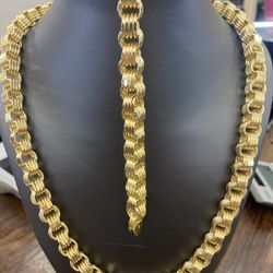 10 Kt Gold Chain And Bracelet