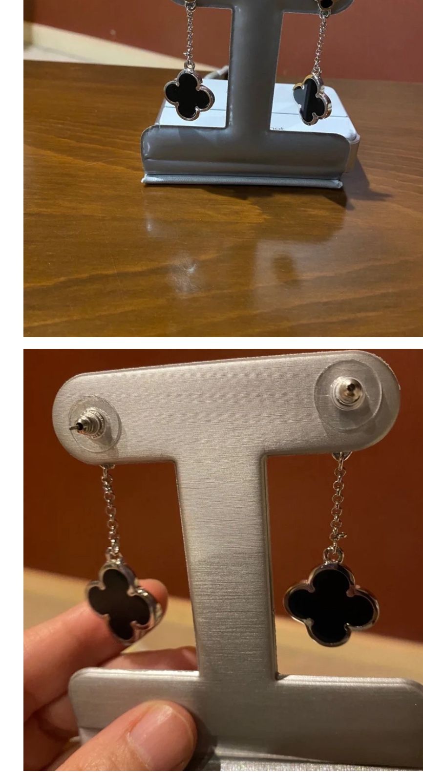 Black And Silver Clover Earrings