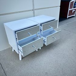Mirror Door Night Stand Set Of 2 
