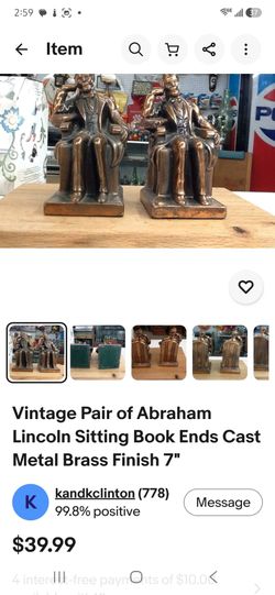 Antique Abraham Lincoln book ends